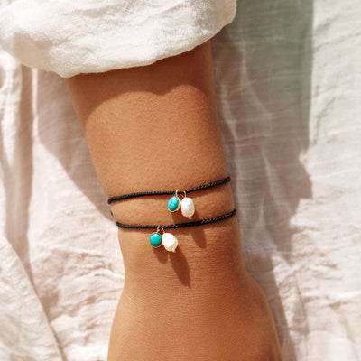 Pearl & Turquoise Charm Pura Vida Bracelet