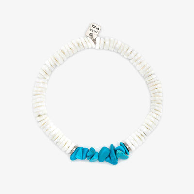 Puka Shell & Turquoise Chip Stretch Pura Vida Bracelet