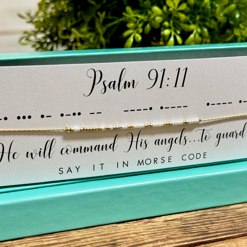 Psalm 91:11 Morse Code Necklace