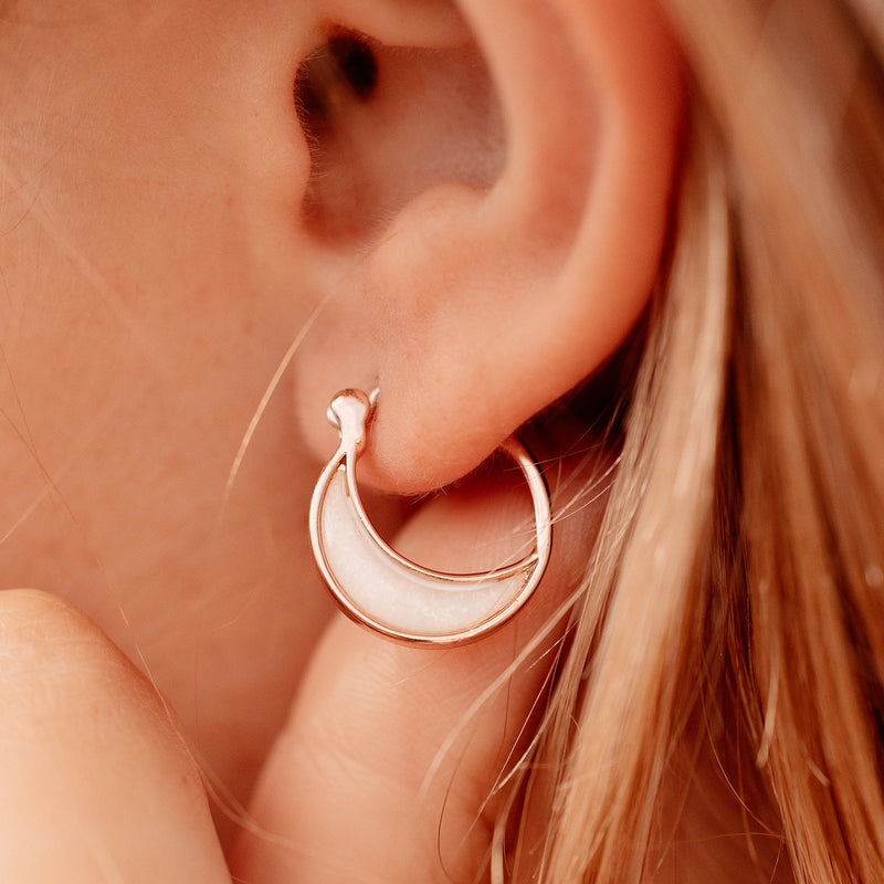 Opal Crescent Hoop Pura Vida Earrings