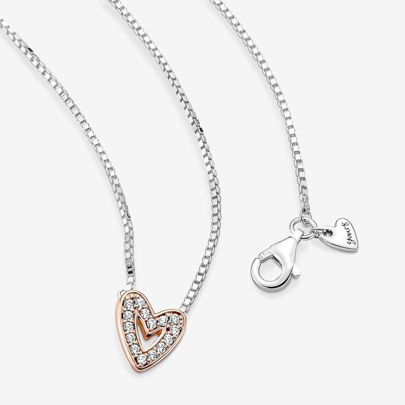 Sparkling Freehand Heart Pandora Necklace