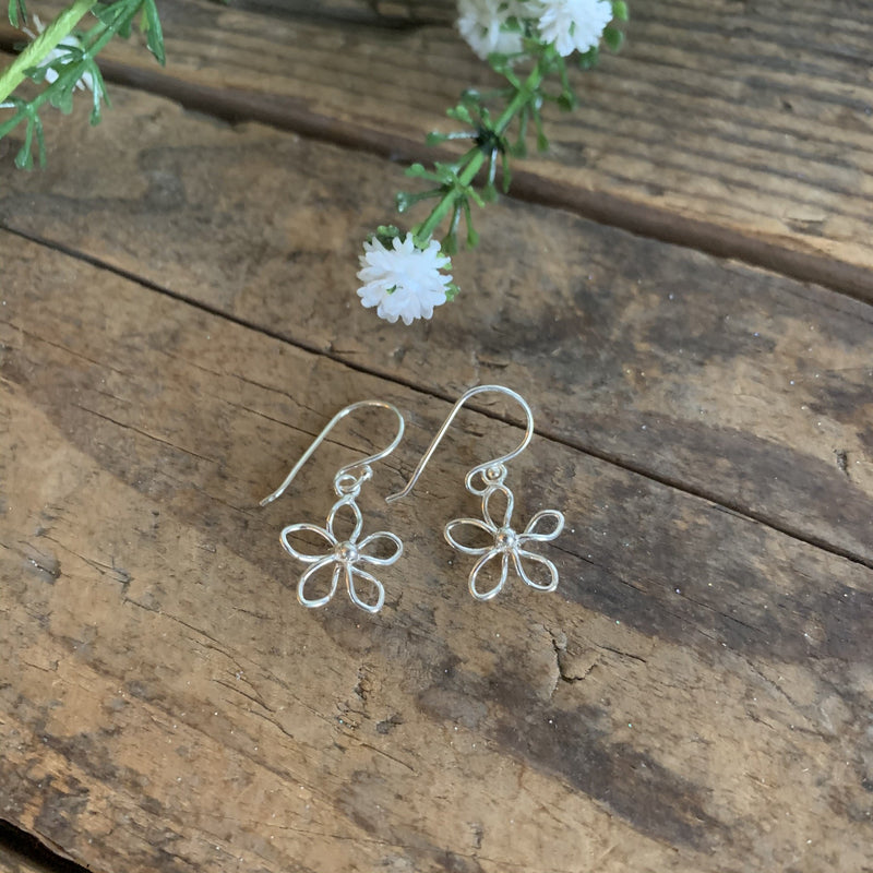 Sterling Silver 3D Mini Flower Earrings