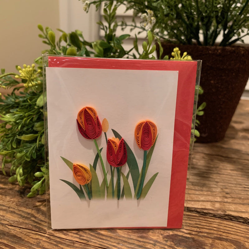 Red Tulip Gift Enclosure Quilling Card