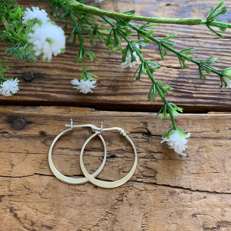 Flat Hoop Sterling Silver Earrings - Apothecary Gift Shop