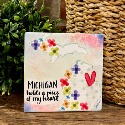 Michigan Holds A Piece Of My Heart Coaster