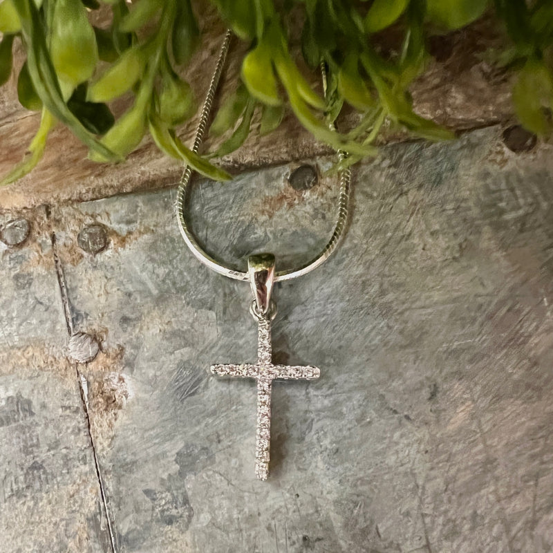 Sterling Silver Cross Pendant with CZ
