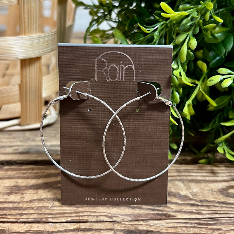 Silver 40mm Hinge Top Hoop Rain Jewelry Earrings