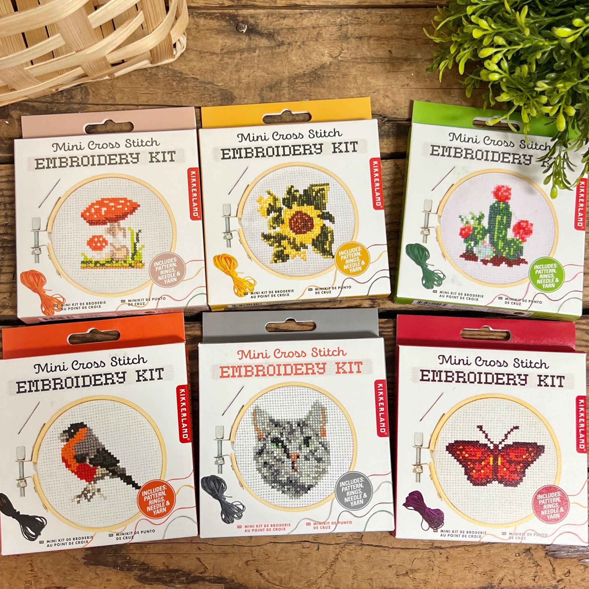 Kikkerland Mini Cross Stitch Embroidery Butterfly Kit