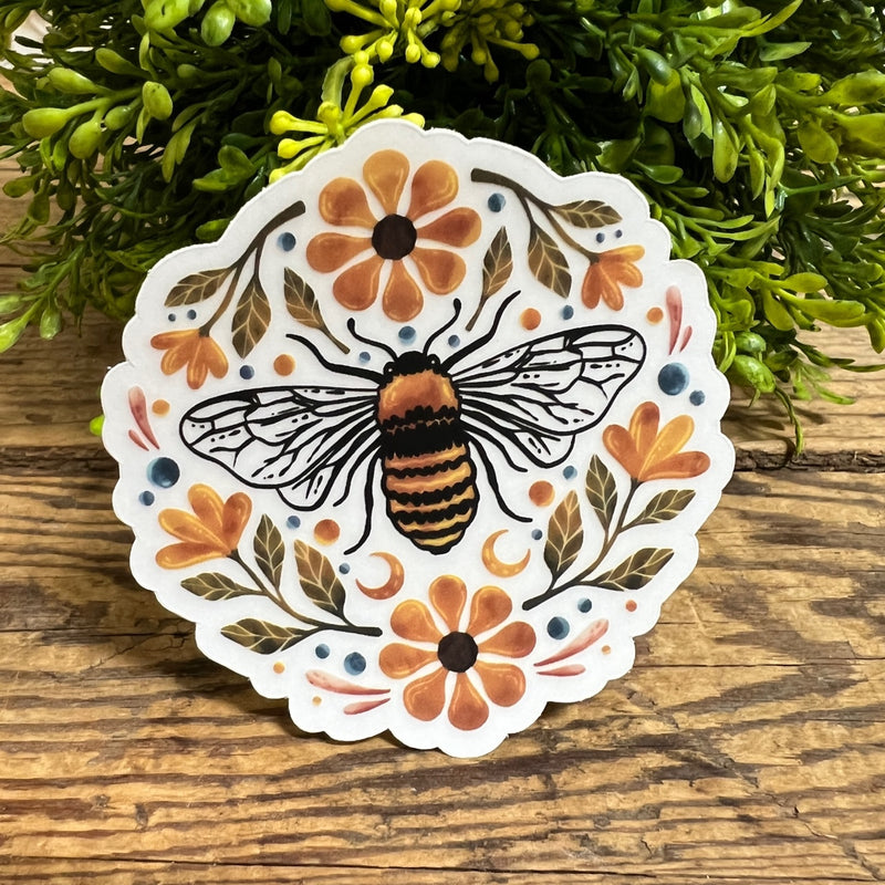 Flowers and Bee Sticker