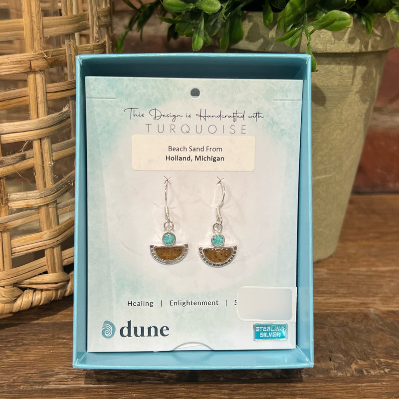 Custom Dune Jewelry Turquoise & Michigan Sand Drop Earrings