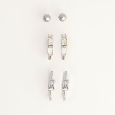 Rectangle Hoop Trio Earrings