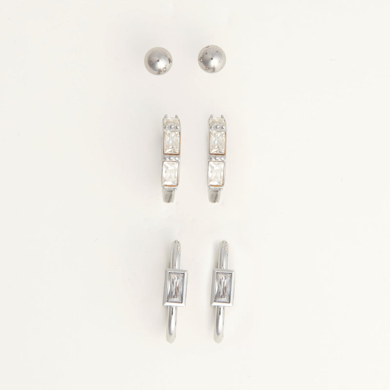 Rectangle Hoop Trio Earrings