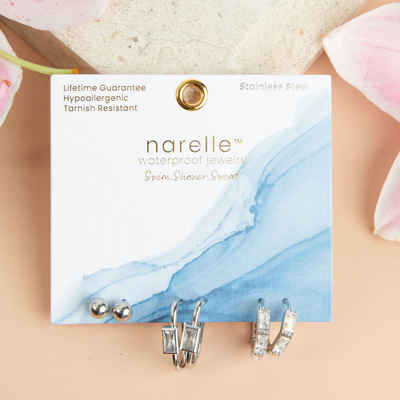 Rectangle Hoop Trio Earrings