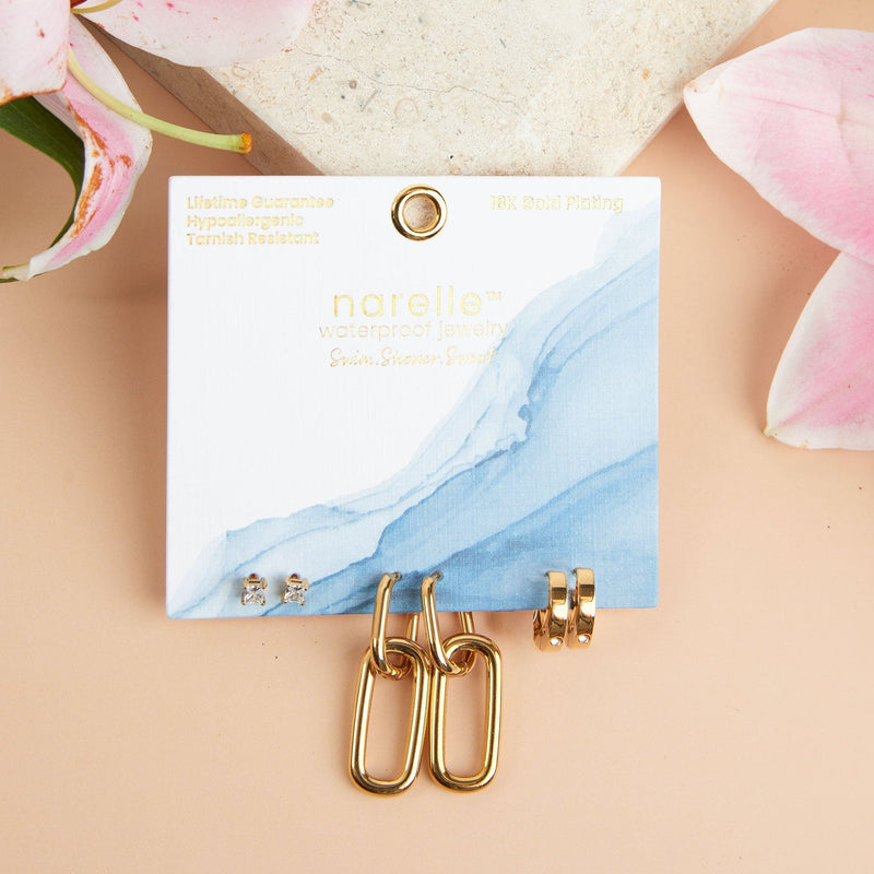 Double Linked Hoop Trio Earrings