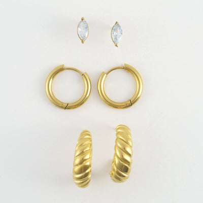 Half Moon Hoop Trio Earrings
