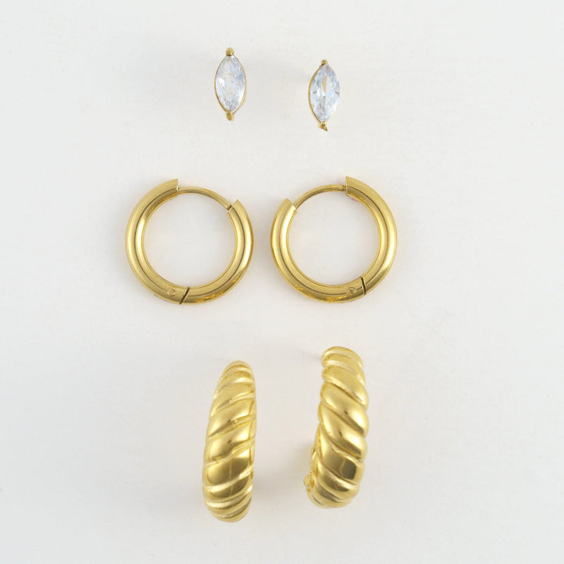 Half Moon Hoop Trio Earrings