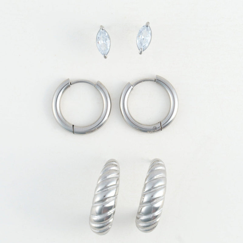 Half Moon Hoop Trio Earrings