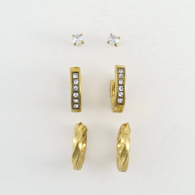 Pave Hoop Trio Earrings