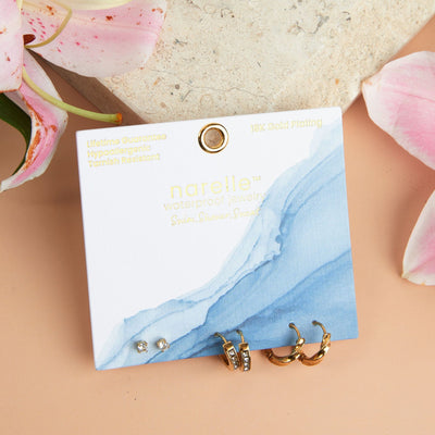 Pave Hoop Trio Earrings