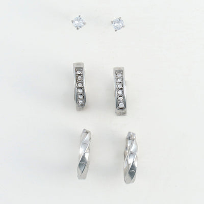 Pave Hoop Trio Earrings