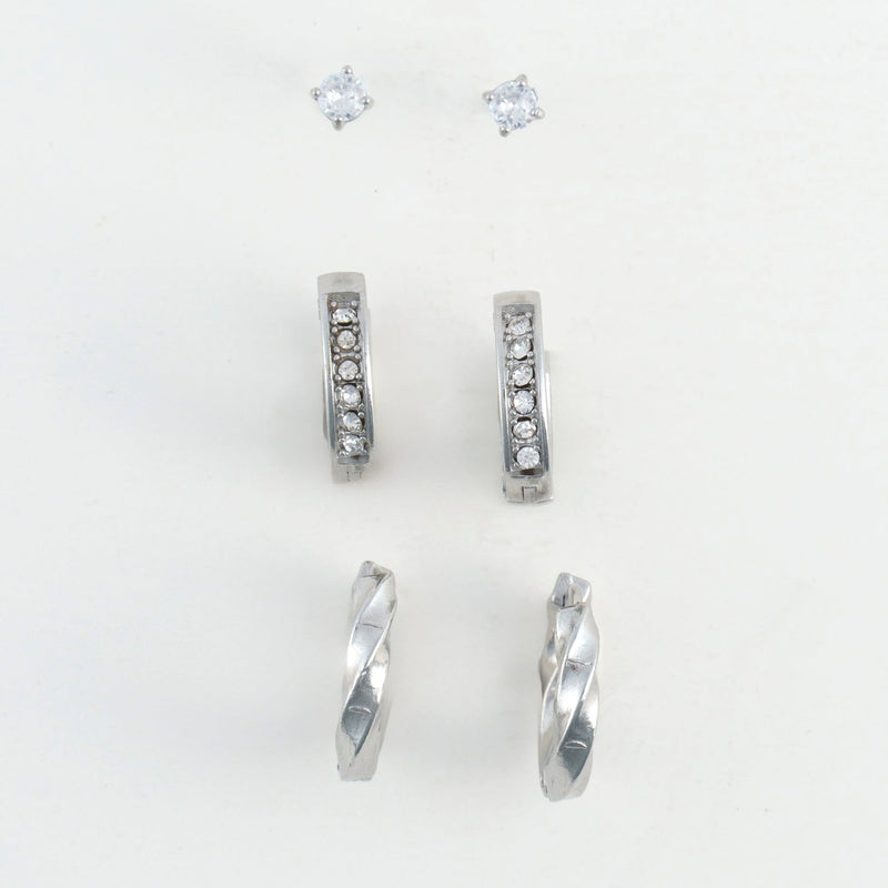 Pave Hoop Trio Earrings