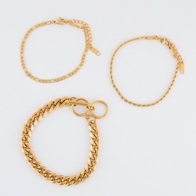 Figaro Chain Bracelet Set