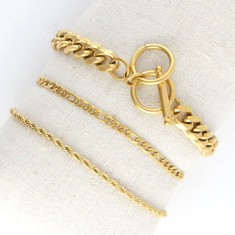 Figaro Chain Bracelet Set