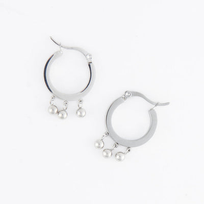 Hoop 3 Bead Dangle Earrings