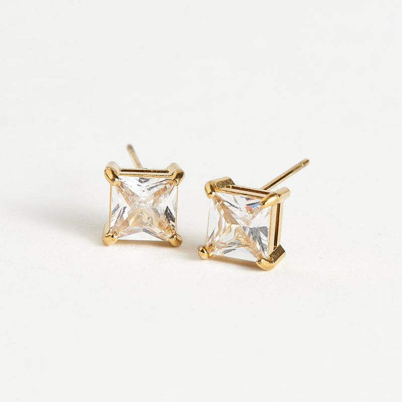 6mm Square CZ Earrings
