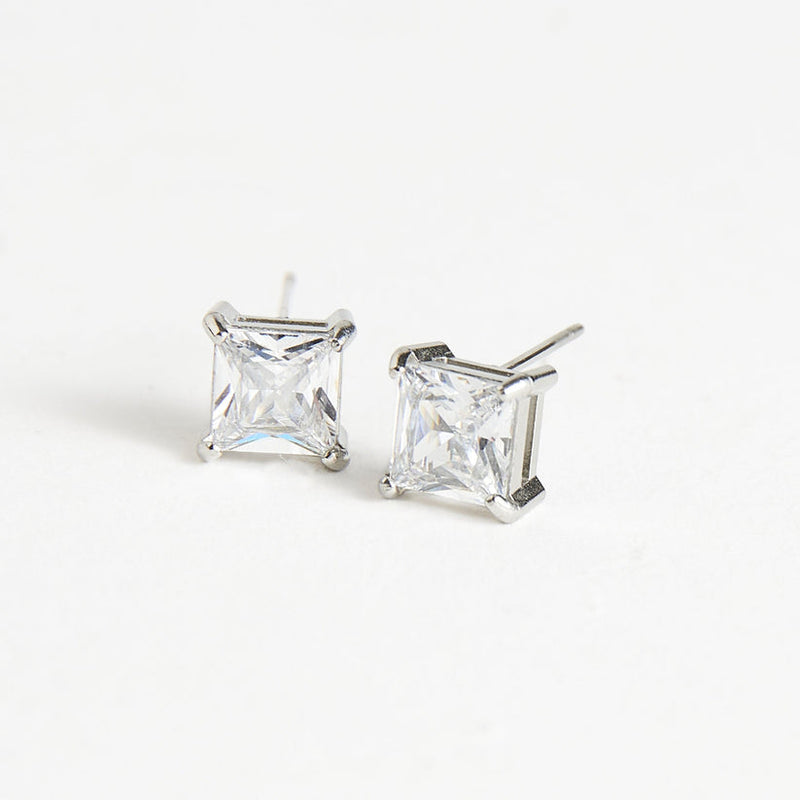6mm Square CZ Earrings