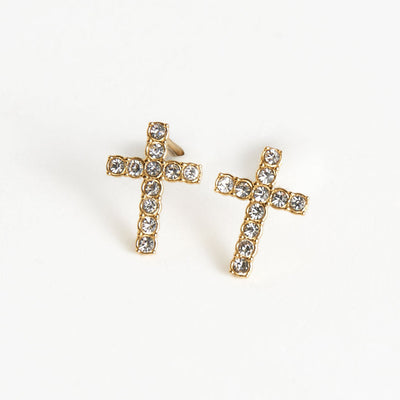 Pave Cross Stud Earrings