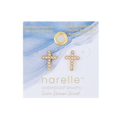 Pave Cross Stud Earrings