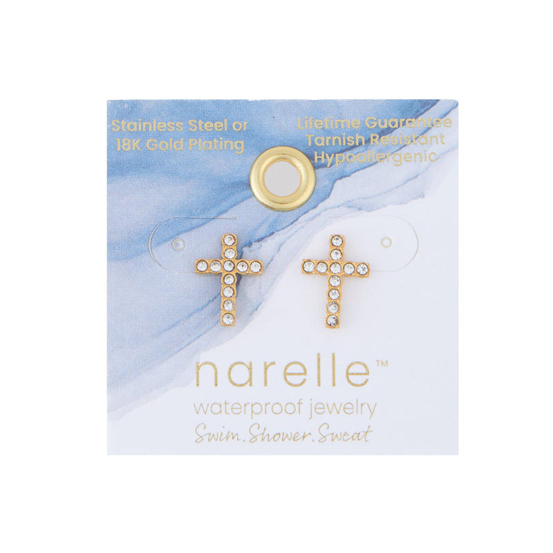 Pave Cross Stud Earrings