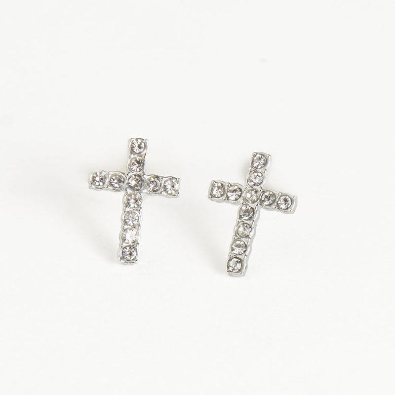 Pave Cross Stud Earrings