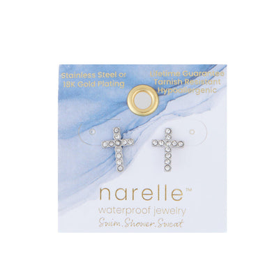 Pave Cross Stud Earrings