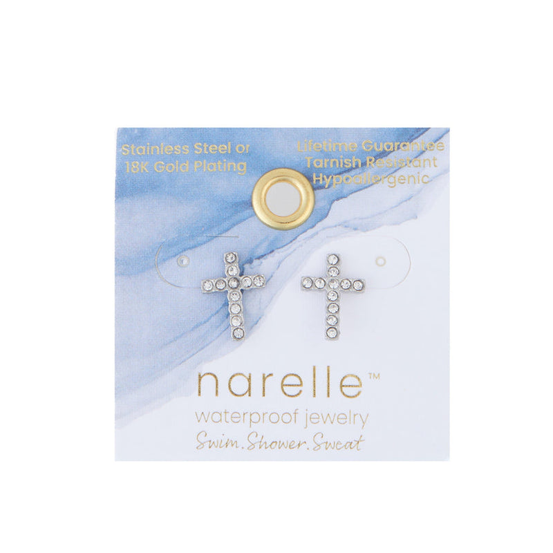Pave Cross Stud Earrings