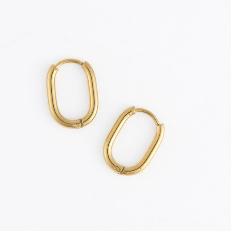 Oval Huggie Hoop Earrings