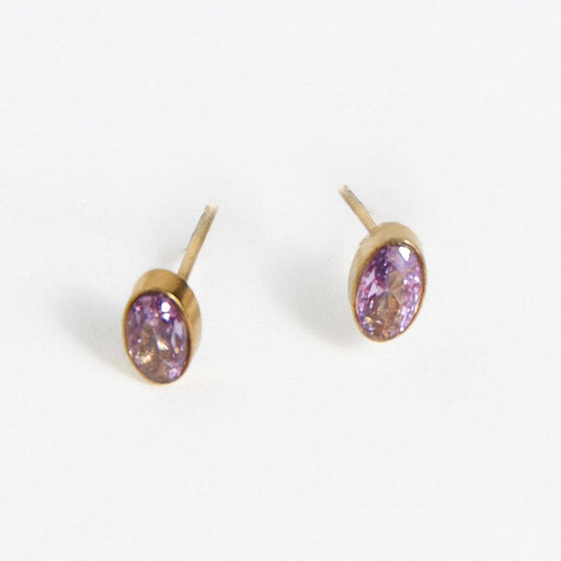 Oval Gem Stud Earrings