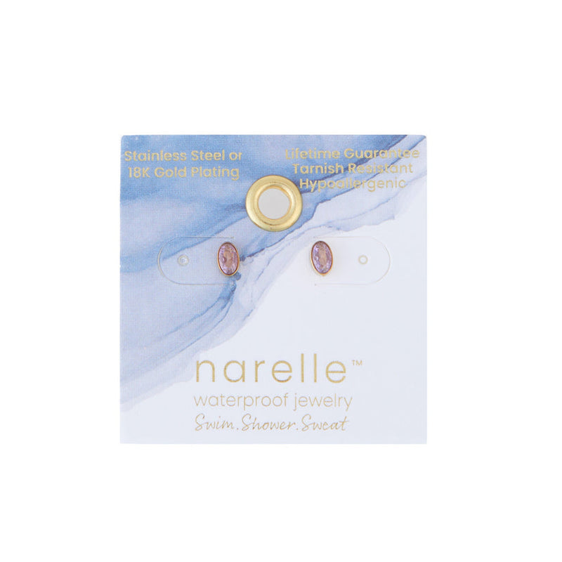 Oval Gem Stud Earrings