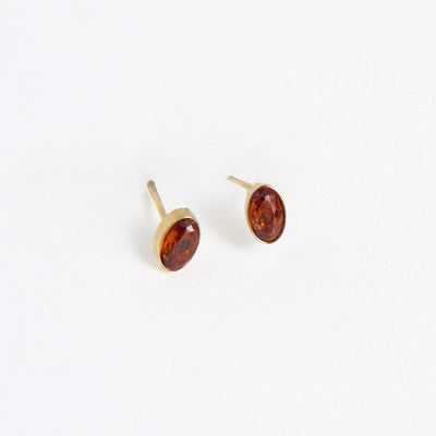 Oval Gem Stud Earrings