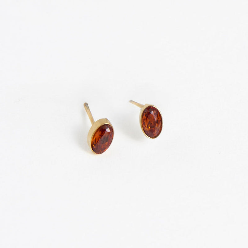 Oval Gem Stud Earrings