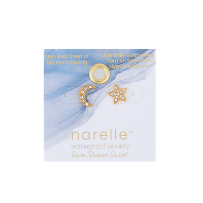 Pave Star and Moon Earrings