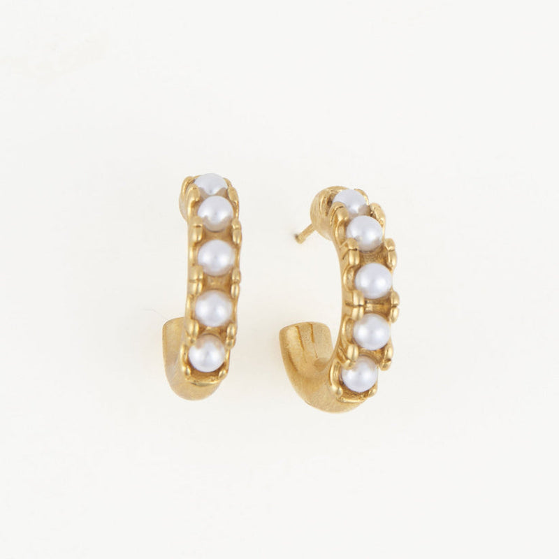 Pearl Open Hoop Earrings