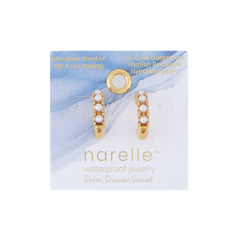 Pearl Open Hoop Earrings