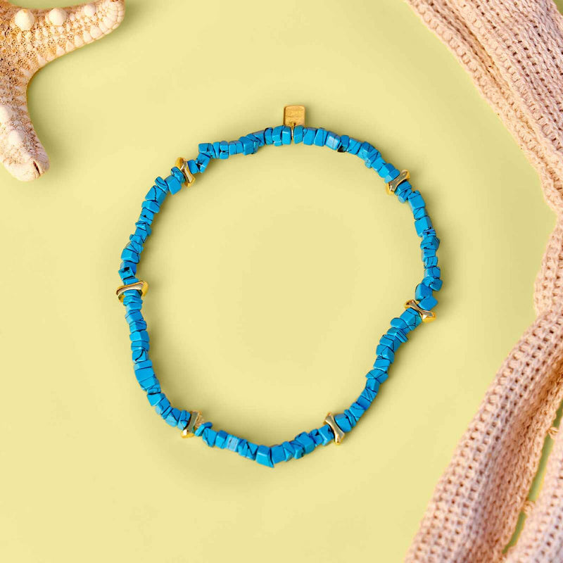 Turquoise Chip Stretch Pura Vida Anklet