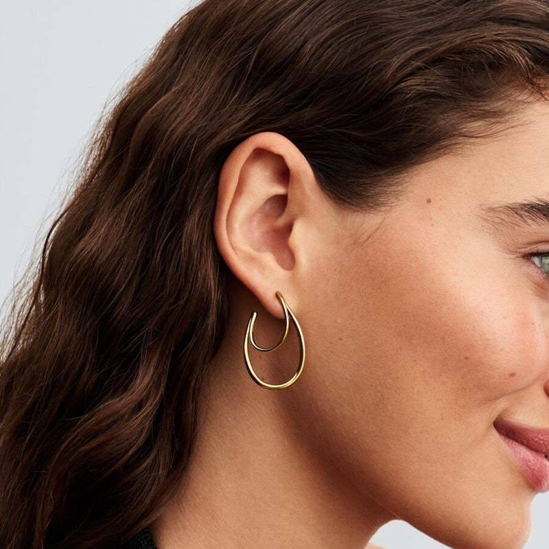 Organic Shaped Double Hoop Pandora Earrings