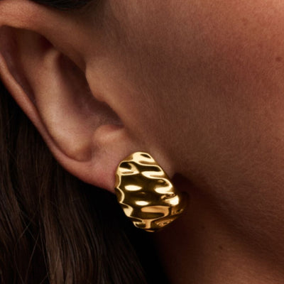 Rippled Wide Hoop Pandora Earrings