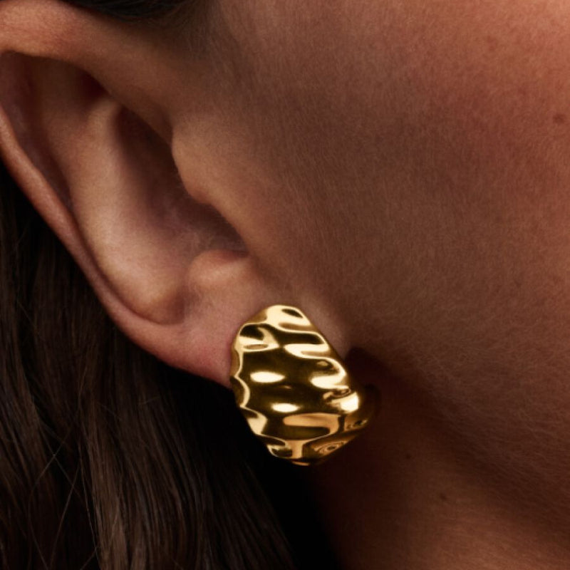 Rippled Wide Hoop Pandora Earrings