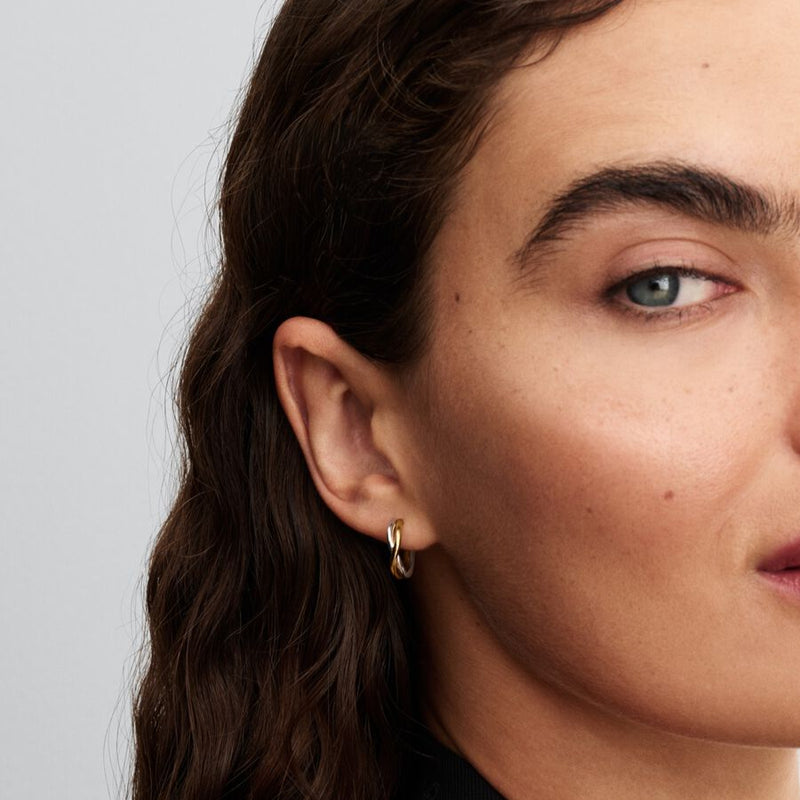 Organic Shaped Two-Tone Open Hoop Pandora Earrings