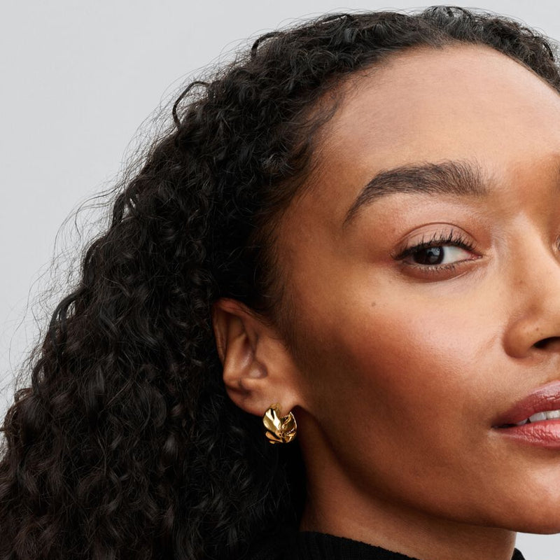 Gold Plated Ripple Hoop Pandora Earrings